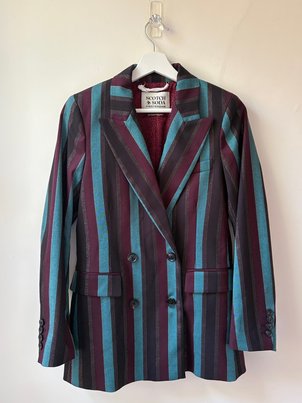 Scotch & Soda Metallic Striped Double-Breasted Blazer - Picture 15 of 16